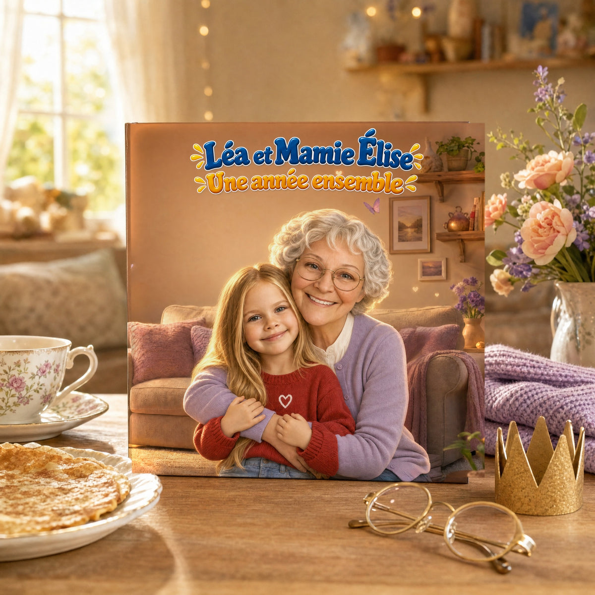 Une année avec Mamie : livre personnalisé à couverture rigide 21 x 21 cm
