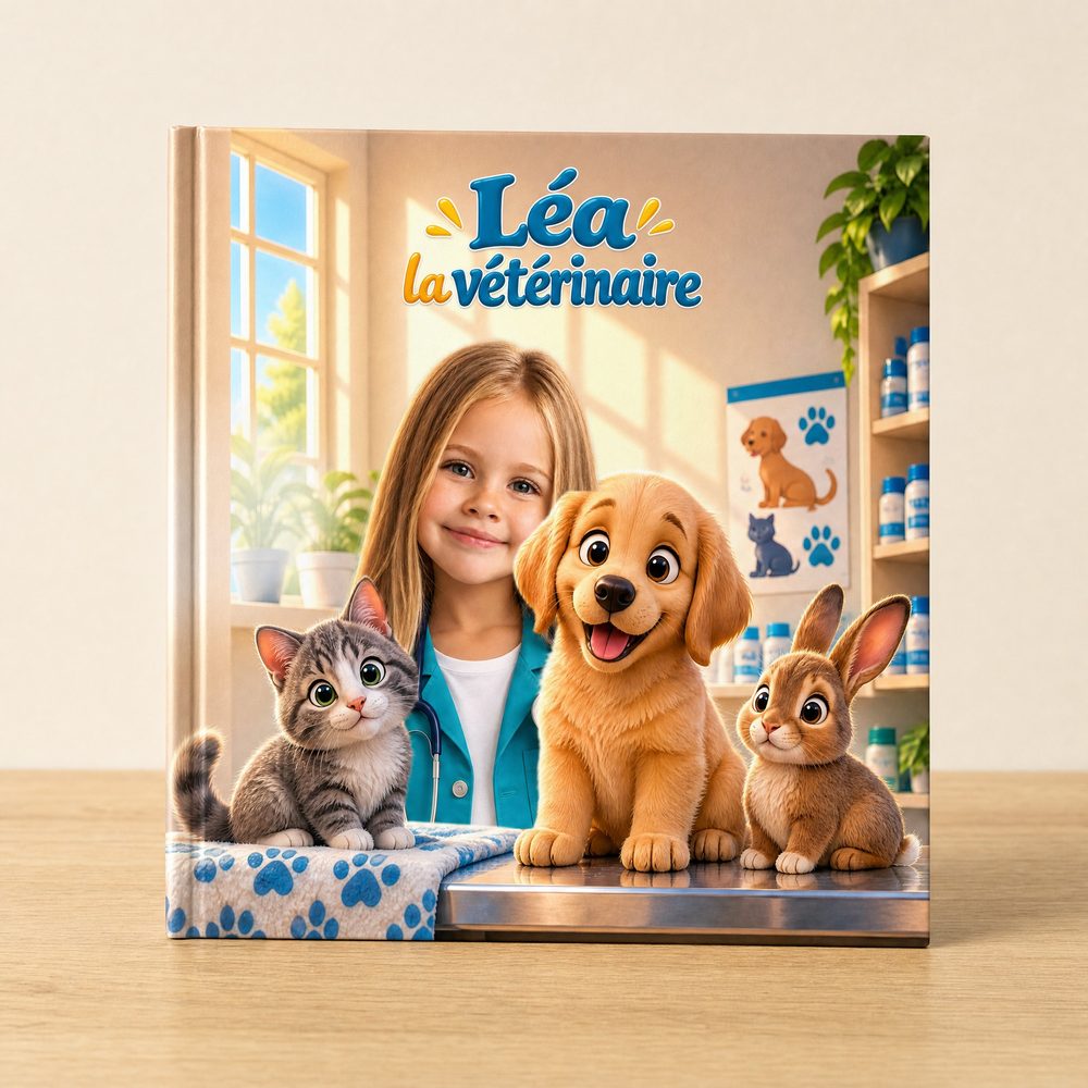 Léa la vétérinaire : livre personnalisé à couverture rigide 21 x 21 cm