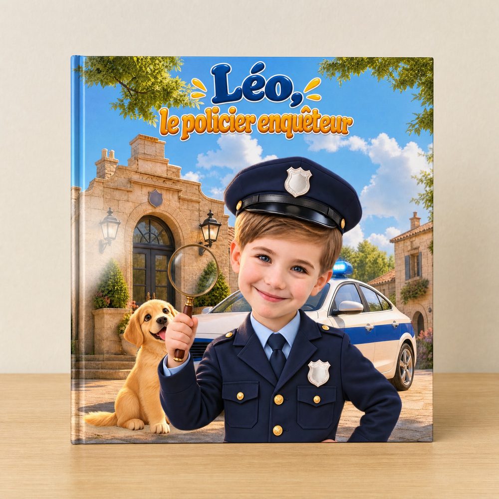 Léo, le policier enquêteur : livre personnalisé à couverture rigide 21 x 21 cm