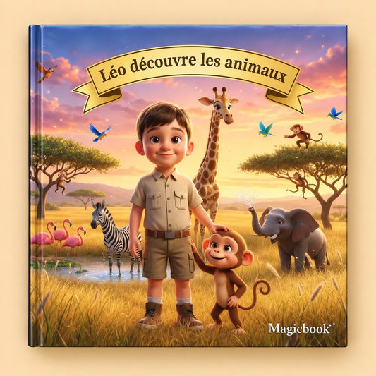 Léo découvre les animaux - couverture du livre personnalisé MagicBook